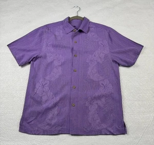Camisa Tommy Bahama 100 % seda Bali borde campamento abotonada púrpura para hombre mediana - Imagen 1 de 7