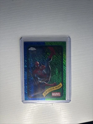 2025 Topps Chrome Marvel Spider-Man #101 Blue And Green Shimmer /199 Spiderman! - Image 1 of 4