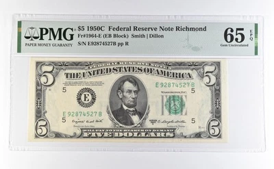 1950 C $5 FRN Richmond VA Fr#1964-E Choice Unc 65 EPQ PMG *2750 - Image 1 of 3