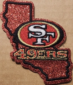 San Francisco 49ers glänzend bestickt Bügelbild Patch Glitzer - Bild 1 von 1