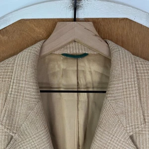 Austin Reed Blazer Mens 44L Tan Glen Check 2 Button 100% Camel Hair Canvas VTG - Picture 1 of 14