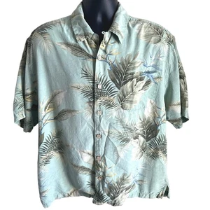 Herren Vintage Jamaika Jaxx 100% Seide Hawaiihemd XL Tropical Leaf Print Island - Bild 1 von 7