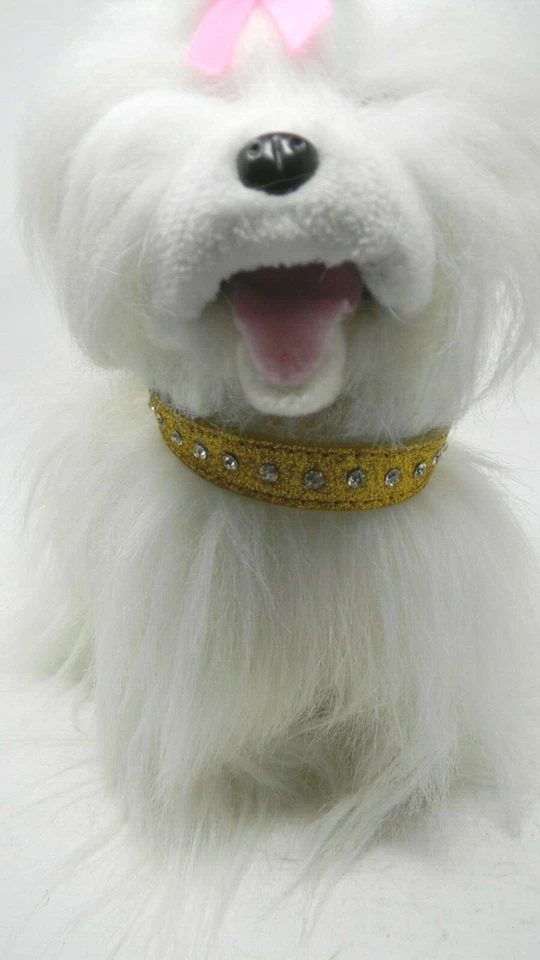 Aurora Borealis Stones Dog Collar Medium  17" End to End -  3/4" Wide - Gold  - Image 1 of 1