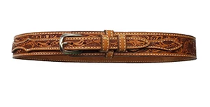 Cintura Ranger Doppia J Saddlery Yoakum Texas Naturale Lavorata Floreale Taglia 32 Marrone - Foto 1 di 4