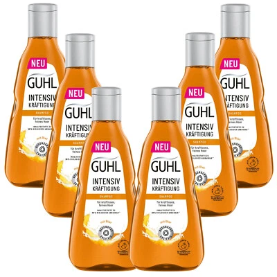 6x 250ml Guhl Intensiv Kräftigung Shampoo Bier für kraftloses feines Haar