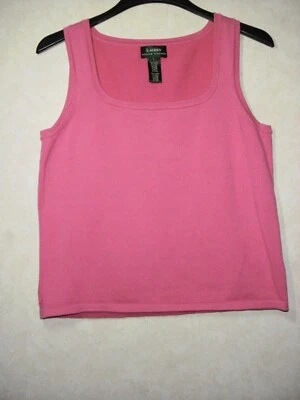 Top Lauren Ralph Lauren Mujer L Rosa Tejido Cuello Cuadrado Sin Mangas Foto 1 de 4