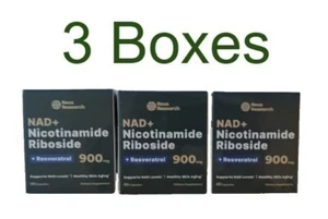 3 Pack - Reus Research NAD+ Supplement 900mg Anti-Aging Nicotinamide Riboside - Picture 1 of 5