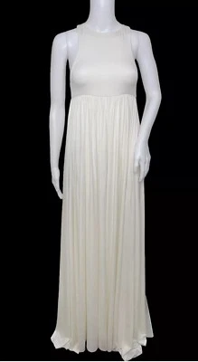 Vestido Rachel Pally Talla Pequeña Marfil Espalda Corredora Cintura Imperio Maxi Largo Foto 1 de 4