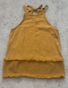 Canotta Doe & Rae Halter colore senape cotone/lino donna media boho - Foto 1 di 12