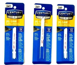  Century Drill 24T Tang Shank and 1/4"Shank -Metal Jig-Saw Blade Lot of 3  - Picture 1 of 1