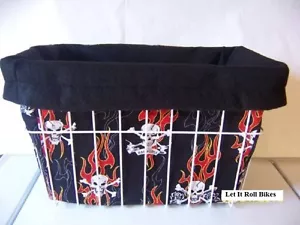 FODERA CESTINO BICI TESCHI E OSSA ROSSE REVERSIBILE NUOVO! - Foto 1 di 4