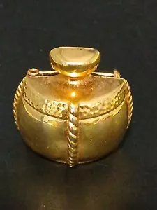 YSL anni 90 "CHAMPAGNE" bottiglia profumo replica testurizzato tono oro spilla delicata - Foto 1 di 8