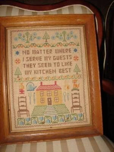 Antique Handcrafted Sampler Cross Stithed Oak Framed Picture - Picture 1 of 7
