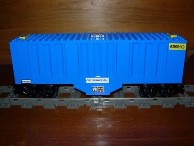 Lego Train Corrugated Box Car Custom City 9V RC Power Functions 60052 7939 10219 - Image 1 of 2