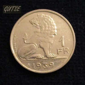 BELGIEN, LEOPOLD III, 1 FRANK 1939, LÖWE, FAST UNZIRKULIERT. - Bild 1 von 2