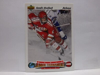 1991-92 Upper Deck Sandis Ozolinsh (Spelled Ozolinch on Card) #661 Rookie RC - Image 1 of 2