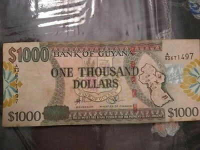 Guyana $1000 Bill, in good condition. A671497 - Image 1 of 2