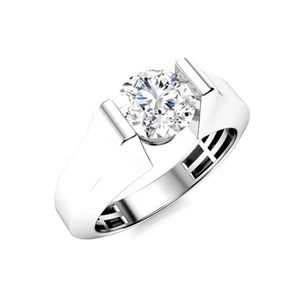 Herren Runder Diamant Ring 1 Kt IGI Lab Created 6,5 mm Massiv PT950 Platin Band - Bild 1 von 10