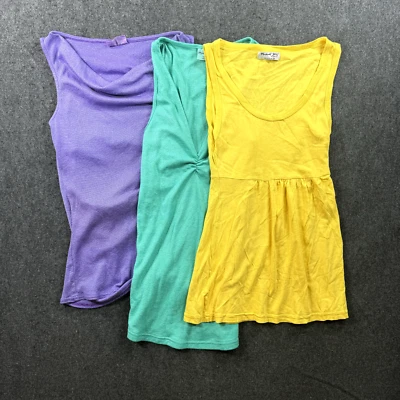 Michael Stars Original Tee Womens One Size Metallic Yellow Purple Green Lot of 3 - Image 1 of 4