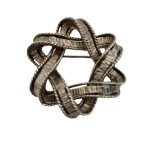 Vintage Signed Lisner Metal Silver Tone Pin Brooch Banded Textured Dimensional - Picture 1 of 7