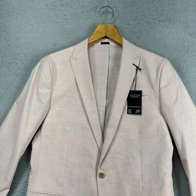 JF J. Ferrar Adult Men Sport Coat Blazer 44L Pink Rose Slim 1 Button Stretch NEW - Image 1 of 4