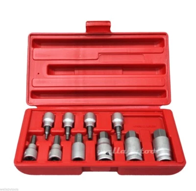 10pc Drop Forged Allen Key Head SAE  3/8" & 1/2" Drive Hex Bit Socket Set - Image 1 of 4