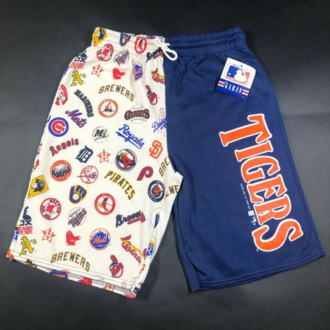 NEW Vintage Detroit Tigers Shorts Boys Childs M 5-6 All Over Print AOP MLB Teams Cover