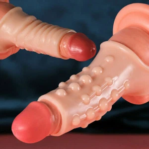 2PCS Male-Extender-Enlarger-Sleeve-Reusable-Condom-Delay-Ejaculation-Penis-Men - Picture 1 of 13