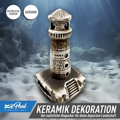 ZooPaul Keramik Deko Dekoration Aquarium Terrarium Leuchtturm Turm Säule - Bild 1 von 4