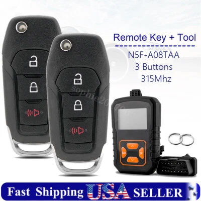 2 llaveros remotos abatibles inteligentes para Ford F-150 N5F-A08TAA 2015-2020 + programador Foto 1 de 4