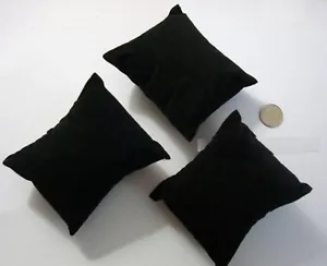 3 Black velvet bracelet watch pendant display pillows 3 1/4"x2 3/4"x1 5/8" JD002 - Picture 1 of 4