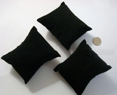3 Black velvet bracelet watch pendant display pillows 3 1/4"x2 3/4"x1 5/8" JD002 - Image 1 of 4