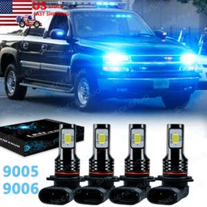 4X Blue LED Headlight Bulb For 94-98 C/K Pickup Silverado Suburban Tahoe - Picture 1 of 10
