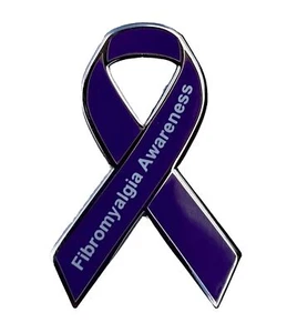 *NEW* Fibromyalgia Purple Awareness ribbon enamel badge / brooch. Pain, Charity. - Picture 1 of 1