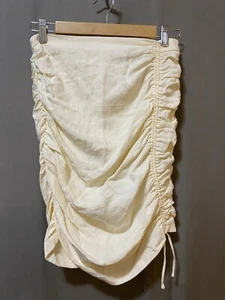 NUEVO SIN ETIQUETAS ZARA Mujeres Cremallera Trasera Acanalada Lino/Rayón Mezcla Falda Corta Talla M Crema - Imagen 1 de 11