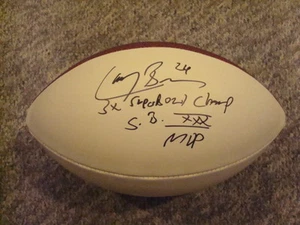 LARRY BROWN AUTOGRAPH WILSON WHITE PANEL FOOTBALL DALLAS COWBOYS SB MVP XXX JSA - Picture 1 of 6