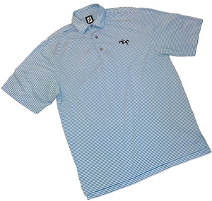 Polo FootJoy XL blu bianca golf performance righe flex logo cavallo FJ - Foto 1 di 10