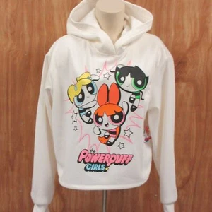 POWERPUFF GIRLS Cropped Hoodie Sweatshirt Juniors Size M Cartoon Network NWT - Picture 1 of 12