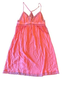Abito slip Victorias Secret rosa corallo con bordo in pizzo S/P - Foto 1 di 10