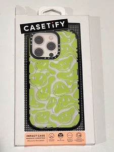 CASETiFY Impact Case w/ Magsafe for iPhone 15 Pro - Acid Smiles Neon Green - Picture 1 of 3