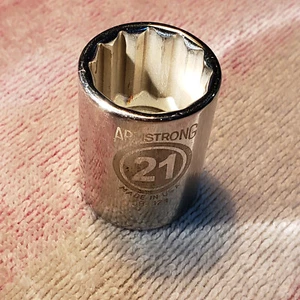 NEU Armstrong 39-121 - 1/2" Antrieb 12 Punkt Standard Steckschlüssel 21 mm USA - Bild 1 von 10
