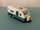 Matchbox 3.4” Travel Trailer Diecast Toy 2007 Mattel Caravan White & Green Mb747
