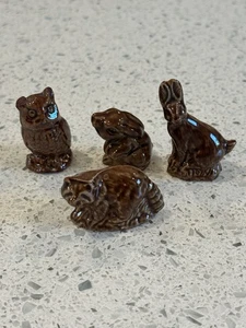 Lote de figuras vintage Wade Whimsies marrón oscuro búho conejo mapache conejito - Imagen 1 de 6