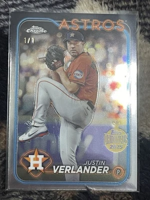 Justin Verlander Topps Holiday 1/1 2025. Oro Estampado 2024 Cromo Actualización Buyback Foto 1 de 3