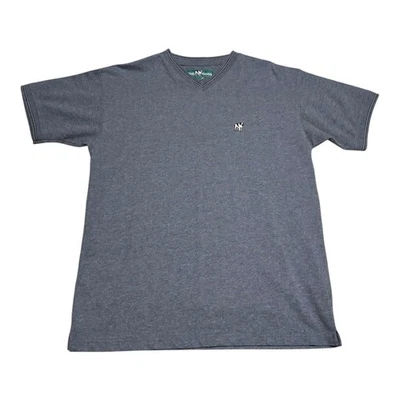 Винтажная мужская рубашка 90-х с логотипом большой собаки светло-голубой/серый v-образным вырезом большой размер - Изображение 1 из 4