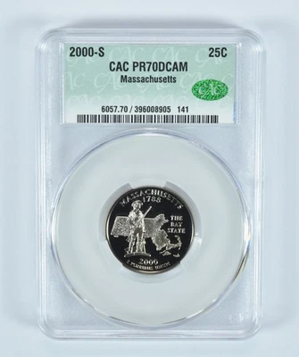 2000-S Washington State Quarter Massachusetts PR70 DCAM CAC CACg *6833 - Image 1 of 4