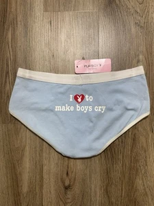 Calzoncillos ropa interior Y2K vintage Playboy I Love To Make Boys Cry Bunny Head talla L - Imagen 1 de 12