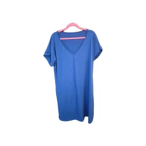 Abito donna taglia XL blu brillante slipon scollo a V lavabile in lavatrice-cy934 - Foto 1 di 4