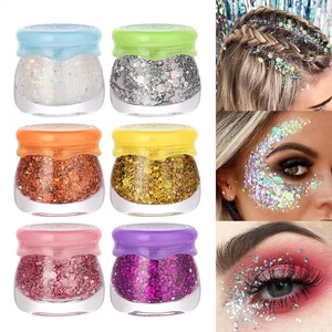 Chunky Glitter Gel Face Body Art Paint Eyeshadow Holographic Iridescent Cosmetic - Picture 1 of 18
