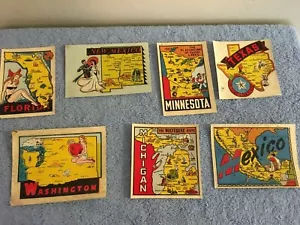 LOT 7 ORIGINAL VINTAGE TRAVEL DECAL NM MN MI FL TX WA MX HOT ROD RAT OLD RARE - Bild 1 von 9
